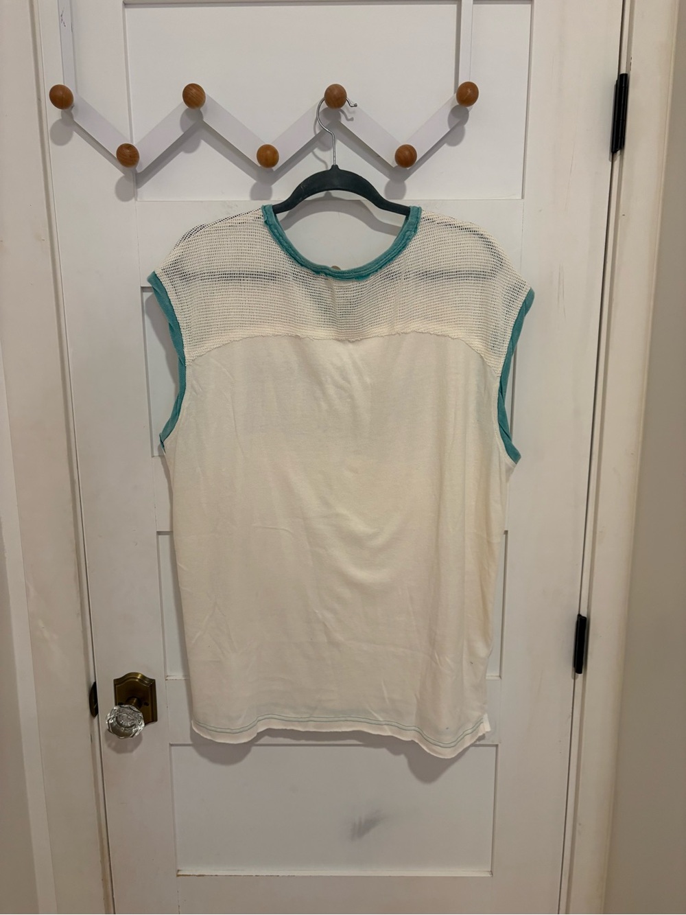 MAUI 97 Sleeveless Mesh Jersey - Cream with Teal Trim - Picture 2 of 10